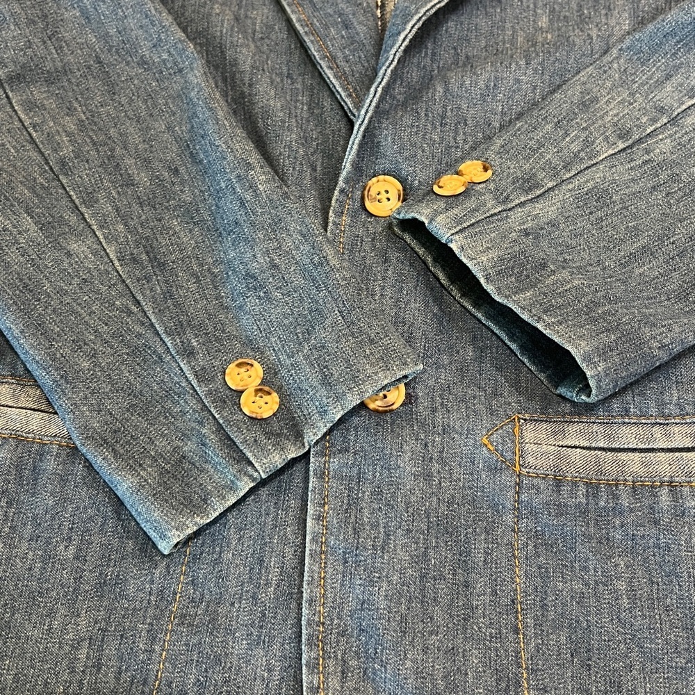 Vintage Lee Denim Blazer Jacket USA Made 2 Button Workwear Coat - Picture 3 of 10